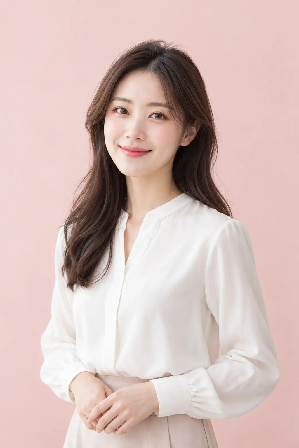 흰 블라우스를 입은 여성